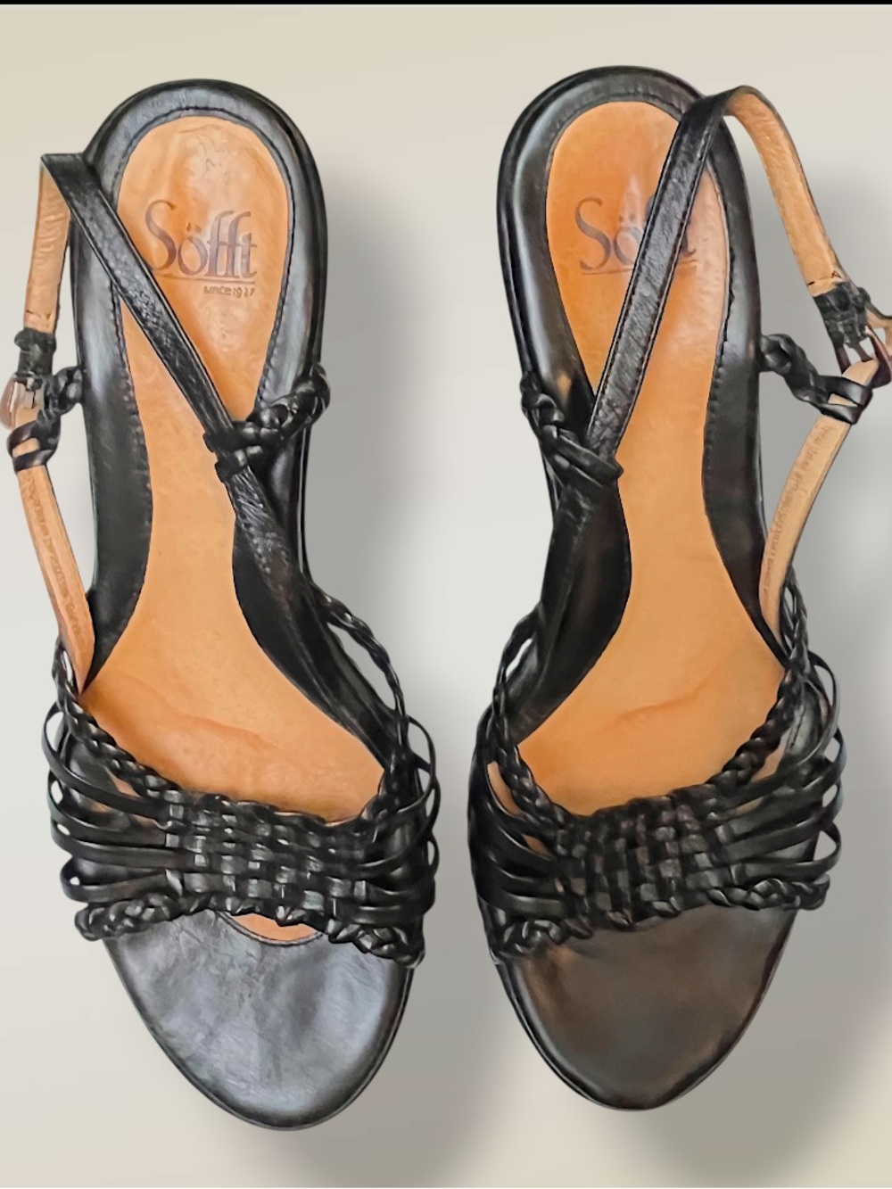 Sofft Black Braided Slingback Heels